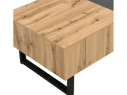 Mesa De Centro| Mesa de centro deslizante 100-155x55x40cm, com arrumação oculta, suporte em madeira e metal, e natural Preto