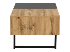 New Hauss Spole Mesa de centro deslizante com espaço de arrumação oculto - Pés em metal - Cor: madeira e preto Natural claro