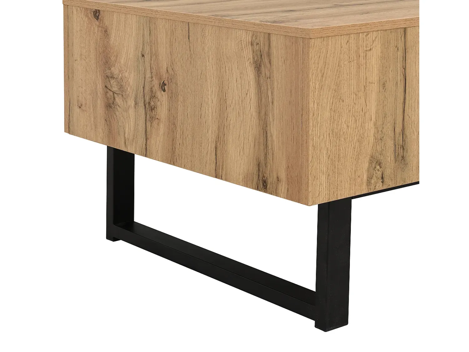 New Hauss Spole Mesa de centro deslizante com espaço de arrumação oculto - Pés em metal - Cor: madeira e preto Natural claro