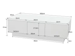 Sale Merax Mesa de centro deslizante com 2 gavetas - 100 C x 50 L x 31 A cm - efeito alto brilho - Aglomerado - Branco