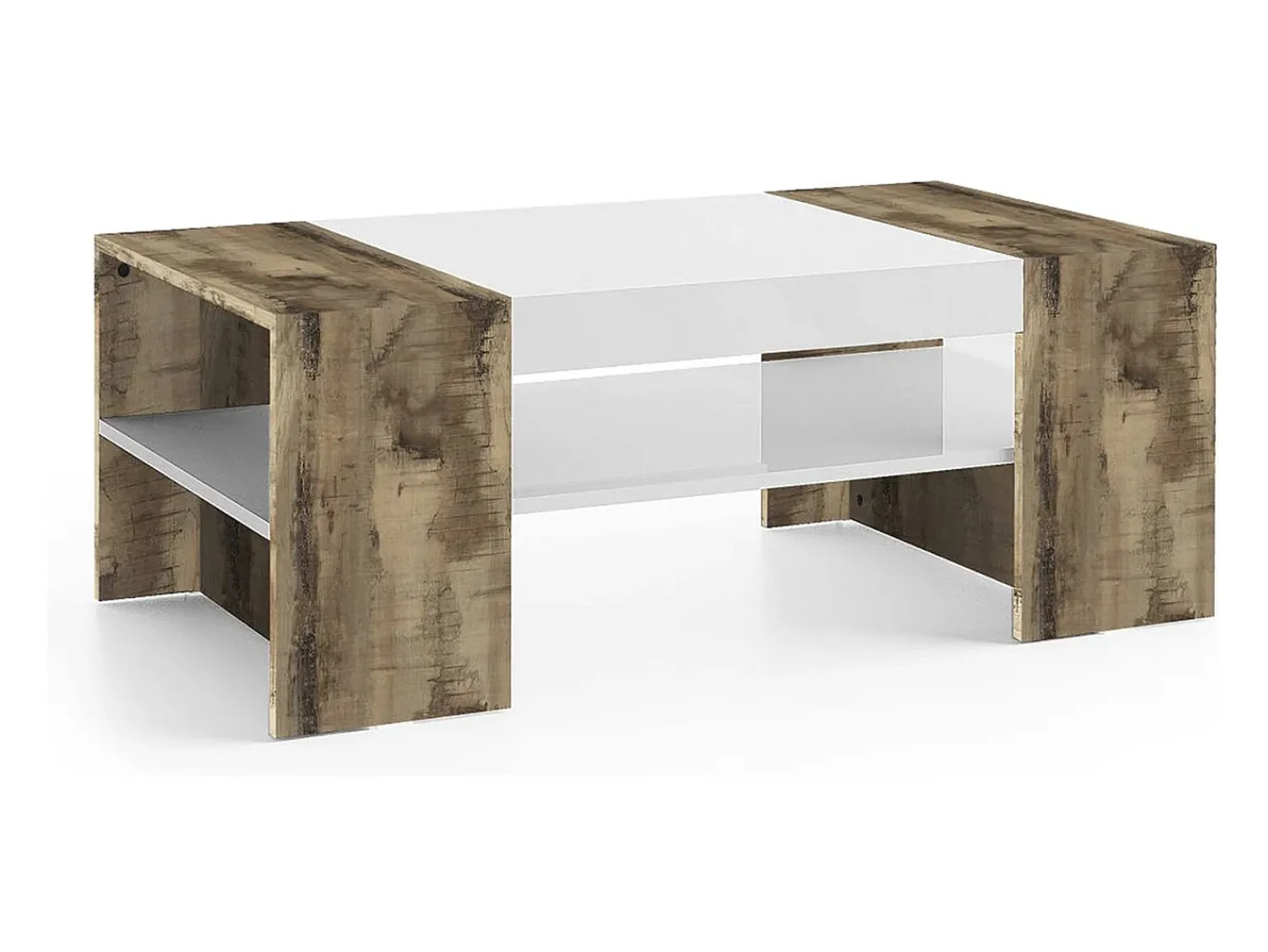 Discount Dmora Mesa de centro Dfort, Mesa de centro baixa, Porta-revistas, 100% Fabricado na Itália, 110x60h40 cm, brilhante e Bordo Branco