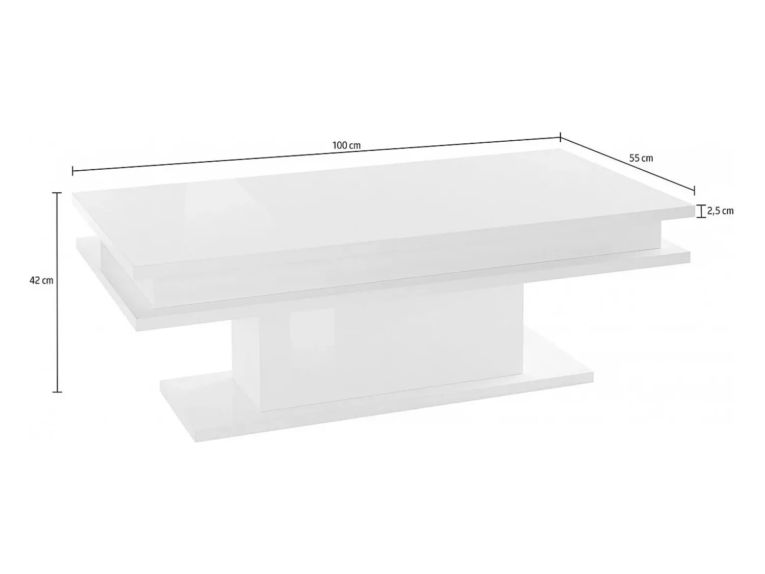 Dmora Mesa de centro Dgandin, Mesa de centro baixa, Porta-revistas, 100% Fabricado na Itália, 100x55h42 cm, brilhante^ Mesa De Centro