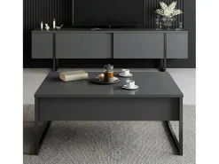 Hot Dmora Mesa de centro Dgiagnon, Mesa de café daCafé, Porta-revistas para sofá, Prateleira para sala de estar, 90x60h40 cm, Antracite e Preto