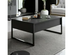 Hot Dmora Mesa de centro Dgiagnon, Mesa de café daCafé, Porta-revistas para sofá, Prateleira para sala de estar, 90x60h40 cm, Antracite e Preto