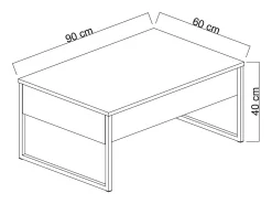 Clearance Dmora Mesa de centro Dgiagnon, Mesa de café, Porta-revistas para sofá, Prateleira de sala, 90x60h40 cm, Antracite e Ouro Preto