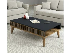 Mesa De Centro*Dmora Mesa de centro Dgiovinc, Mesa de café, Porta-revistas para sofá, Prateleira para sala de estar, 105x60h35 cm, Nogueira e Antracite Castanho