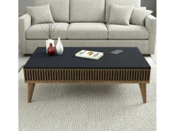 Mesa De Centro*Dmora Mesa de centro Dgiovinc, Mesa de café, Porta-revistas para sofá, Prateleira para sala de estar, 105x60h35 cm, Nogueira e Antracite Castanho