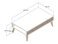 Hot Dmora Mesa de centro Dgiovinc, Mesa de café, Porta-revistas para sofá, Prateleira para sala de estar, 105x60h35 cm, Nogueira e Branco Castanho