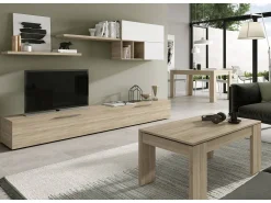 Mesa De Centro|Dmora Mesa de centro Dgollin, Mesa de centro com tampo elevatório, Mesa baixa de sala, 100x50h43/84 cm, Carvalho Castanho