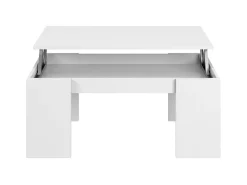 Mesa De Centro*Dmora Mesa de centro Dgollin, Mesa de centro com tampo elevatório, Mesa baixa de sala, 100x50h43/84 cm, brilhante Branco