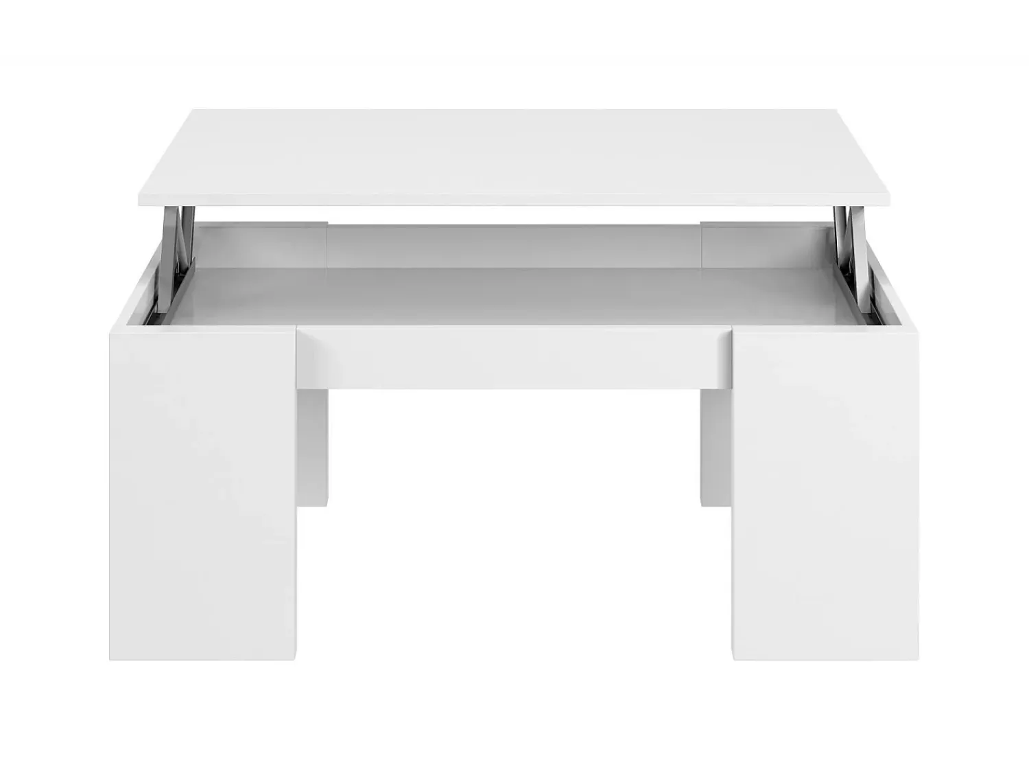 Mesa De Centro*Dmora Mesa de centro Dgollin, Mesa de centro com tampo elevatório, Mesa baixa de sala, 100x50h43/84 cm, brilhante Branco