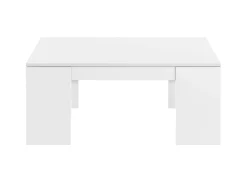Mesa De Centro*Dmora Mesa de centro Dgollin, Mesa de centro com tampo elevatório, Mesa baixa de sala, 100x50h43/84 cm, brilhante Branco