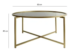 Mesa De Centro*Dmora Mesa de centro Dhateboe, Mesa de café, Porta-revistaE para sofá, prateleira de sala, 83x83h40 cm, ouro e tortora Dourado