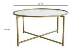 Dmora Mesa de centro Dhateboe, Mesa de café, PortadoresVistas para sofá, Prateleira de sala de estar, 83x83h40 cm, Ouro^ Mesa De Centro