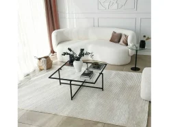 Outlet Dmora Mesa de centro Dhjulman, Mesa de café, Suporte de revistas para sofá, Prateleira para sala de estar, 85x85h35 cm, Preto