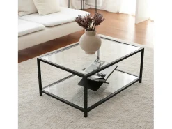 Mesa De Centro|Dmora Mesa de centro Djureski, Mesa de café, Porta-revistas para sofá, Prateleira para sala de estar, 90x60h40 cm, Tortora e Preto Cinzento