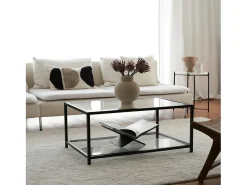 Mesa De Centro|Dmora Mesa de centro Djureski, Mesa de café, Porta-revistas para sofá, Prateleira para sala de estar, 90x60h40 cm, Tortora e Preto Cinzento