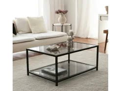 Dmora Mesa de centro Djureski, Mesa de café, Porta-revistasPara sofá, Prateleira de sala, 90x60h40 cm,^ Mesa De Centro