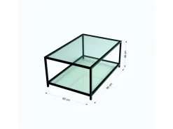 Dmora Mesa de centro Djureski, Mesa de café, Porta-revistasPara sofá, Prateleira de sala, 90x60h40 cm,^ Mesa De Centro