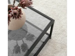 Dmora Mesa de centro Djureski, Mesa de café, Porta-revistasPara sofá, Prateleira de sala, 90x60h40 cm,^ Mesa De Centro
