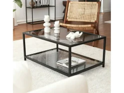 Dmora Mesa de centro Djureski, Mesa de café, Porta-revistasPara sofá, Prateleira de sala, 90x60h40 cm,^ Mesa De Centro