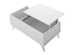 Mesa De Centro*Dmora Mesa de centro Dknap, Mesa de centro baixa, Porta-revistas para sofá, Estante de sala, 99x60 h41 cm, Branco