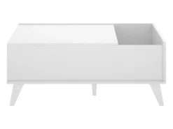Mesa De Centro*Dmora Mesa de centro Dknap, Mesa de centro baixa, Porta-revistas para sofá, Estante de sala, 99x60 h41 cm, Branco