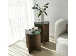 Best Dmora Mesa de centro Dlancion, Mesa bEixo de café, porta-revistas para sofá, prateleira de sala de estar, 40x40h60 cm, nogueira Castanho