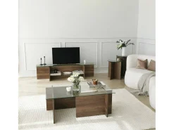 Best Dmora Mesa de centro Dlancion, Mesa bEixo de café, porta-revistas para sofá, prateleira de sala de estar, 40x40h60 cm, nogueira Castanho