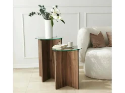 Best Dmora Mesa de centro Dlancion, Mesa bEixo de café, porta-revistas para sofá, prateleira de sala de estar, 40x40h60 cm, nogueira Castanho