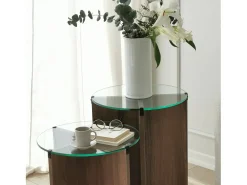 Best Dmora Mesa de centro Dlancion, Mesa bEixo de café, porta-revistas para sofá, prateleira de sala de estar, 40x40h60 cm, nogueira Castanho