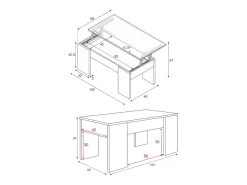 Discount Dmora Mesa de centro Dleal, Mesa de centro com tampo elevável, Mesa baixa de sala, 100x50h45/56 cm, e concreto Branco