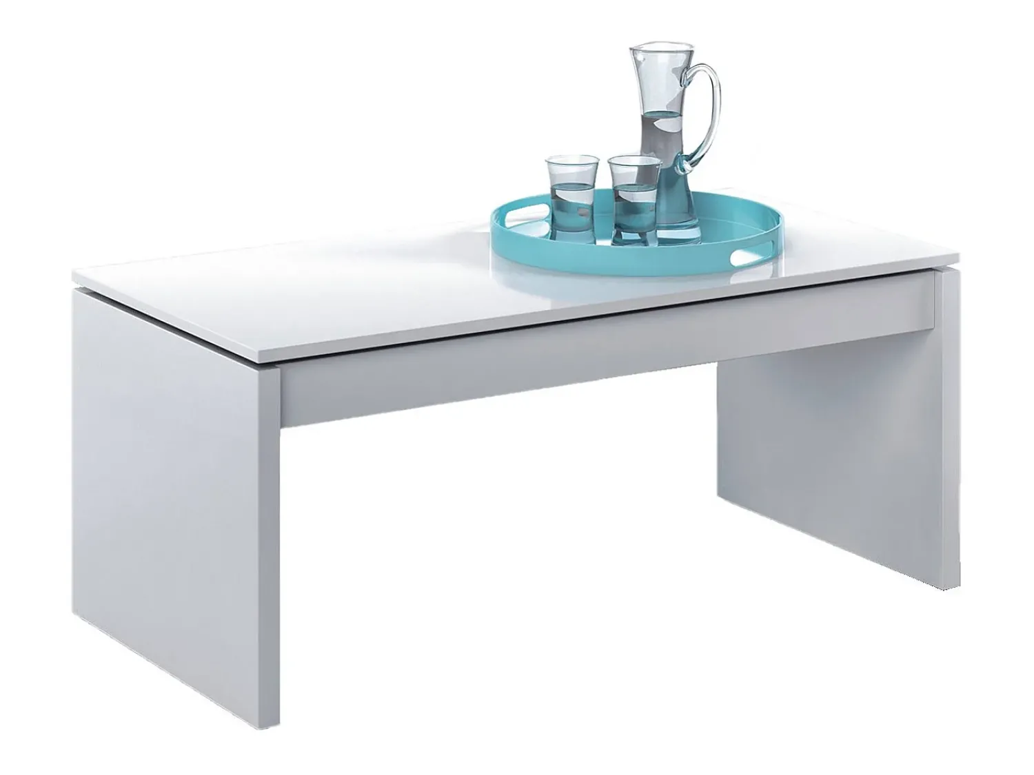 Dmora Mesa de centro Dlenzin, Mesa de centro com tampo elevatório, Mesa baixa da sala, 102x50h43/54 cm, brilhante^ Mesa De Centro