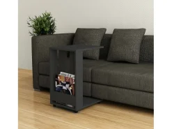Mesa De Centro*Dmora Mesa de centro Dmanz, Mesa de café, Suporte de sofá, Prateleira de sala de estar, 37x45h60 cm, Antracite Preto