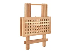 Best Mesa de centro dobrável madeira de nogueira maciça 50x50x49 cm PT807489 Bege