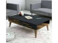 Mesa De Centro|Dmora Mesa de centro Dpiacent, Mesa de café, Porta-revistas para sofá, Prateleira para sala, 105x35h60 cm, Nogueira e Antracite Castanho
