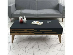 Mesa De Centro|Dmora Mesa de centro Dpiacent, Mesa de café, Porta-revistas para sofá, Prateleira para sala, 105x35h60 cm, Nogueira e Antracite Castanho