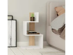 Mesa De Centro|Dmora Mesa de centro Dpittali, Mesa basSou de café, porta-revistas para sofá, prateleira para sala de estar, 42x30h72 cm, e carvalho Branco