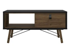 Mesa De Centro*Dmora Mesa de centro Dvalot, Mesa de centro baixa, Porta-revistas para sofá, Estante de sala, 102x48 h50 cm, e Nogueira Preto