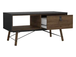 Mesa De Centro*Dmora Mesa de centro Dvalot, Mesa de centro baixa, Porta-revistas para sofá, Estante de sala, 102x48 h50 cm, e Nogueira Preto