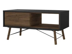 Mesa De Centro*Dmora Mesa de centro Dvalot, Mesa de centro baixa, Porta-revistas para sofá, Estante de sala, 102x48 h50 cm, e Nogueira Preto
