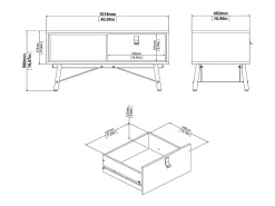 Mesa De Centro*Dmora Mesa de centro Dvalot, Mesa de centro baixa, Porta-revistas para sofá, Estante de sala, 102x48 h50 cm, e Nogueira Preto