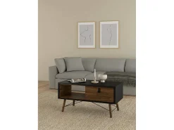 Mesa De Centro*Dmora Mesa de centro Dvalot, Mesa de centro baixa, Porta-revistas para sofá, Estante de sala, 102x48 h50 cm, e Nogueira Preto