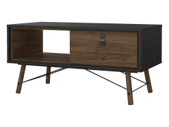 Mesa De Centro*Dmora Mesa de centro Dvalot, Mesa de centro baixa, Porta-revistas para sofá, Estante de sala, 102x48 h50 cm, e Nogueira Preto