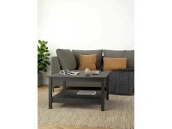 Dmora Mesa de centro Dvalzani, Mesa de centro baixa, Porta-revistas para sofá, Estante de sala, 81x81 h45 cm, Preto
