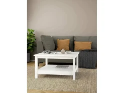 Mesa De Centro|Dmora Mesa de centro Dvalzani, Mesa de centro baixa, Porta-revistas para sofá, Estante de sala, 81x81 h45 cm, Branco
