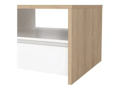 Dmora Mesa de centro Dvandell, Mesa de centro baixa, Porta-revistas para sofá, Estante de sala, 120x60 h46 cm, Carvalho e Branco^ Mesa De Centro