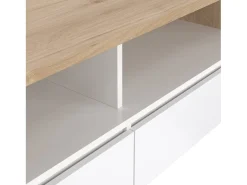 Dmora Mesa de centro Dvandell, Mesa de centro baixa, Porta-revistas para sofá, Estante de sala, 120x60 h46 cm, Carvalho e Branco^ Mesa De Centro