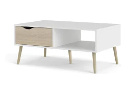 Dmora Mesa de centro Dvannin, Mesa de centro baixa, Porta-revistas para sofá, Estante de sala, 99x60 h43 cm, e Carvalho^ Mesa De Centro