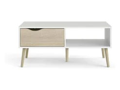 Dmora Mesa de centro Dvannin, Mesa de centro baixa, Porta-revistas para sofá, Estante de sala, 99x60 h43 cm, e Carvalho^ Mesa De Centro